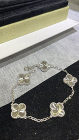 Van Cleef & Arpels Weißgold Laser Vierblatt Kleiste Fünf-Blume Armband-3731  