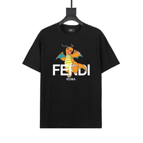 FENDI Brief Cartoon Muster Print Rundhals Casual Kurzarm T-Shirt (37 Stile) -2802  