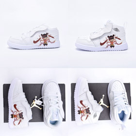 Nike NK Jordan Air Jordan 1 Mid Klettverschluss Nezha Zusammenarbeit Kinder Schuhe-4108  